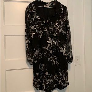 Black floral silk floral dress